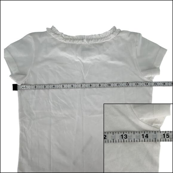 Girls Frilly White Top Crew Neck Short Sleeves No Tags - Picture 6 of 8